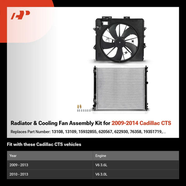 Radiator & Cooling Fan Assembly Kit for 2009-2014 Cadillac CTS