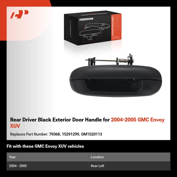 Rear Driver Black Exterior Door Handle for 2004-2005 GMC Envoy XUV