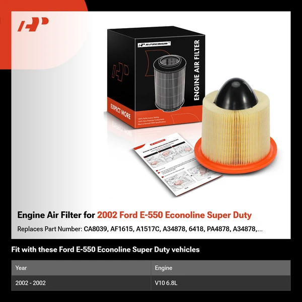 Engine Air Filter for 2002 Ford E-550 Econoline Super Duty