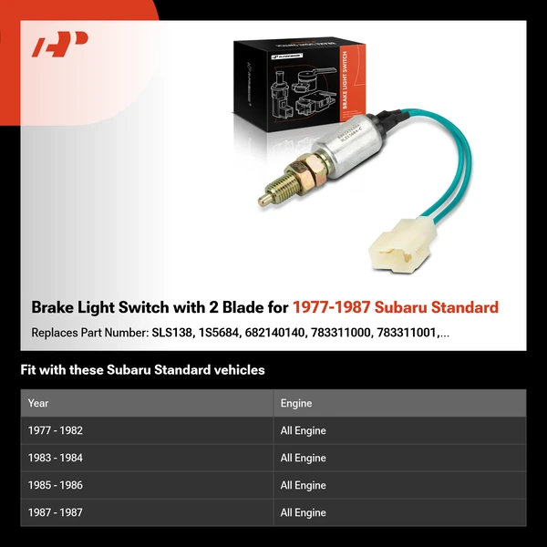 Brake Light Switch with 2 Blade for 1977-1987 Subaru Standard