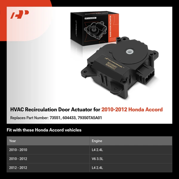 HVAC Recirculation Door Actuator for 2010-2012 Honda Accord