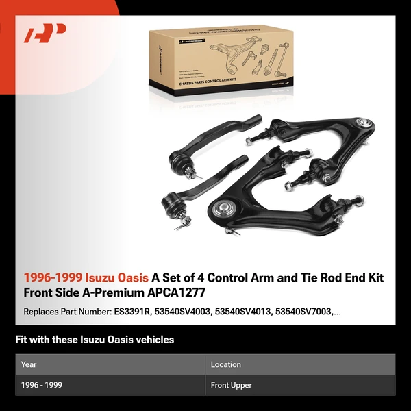 1996-1999 Isuzu Oasis A Set of 4 Control Arm and Tie Rod End Kit Front Side A-Premium APCA1277