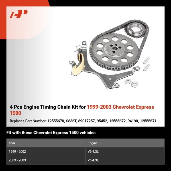 4 Pcs Engine Timing Chain Kit for 1999-2003 Chevrolet Express 1500