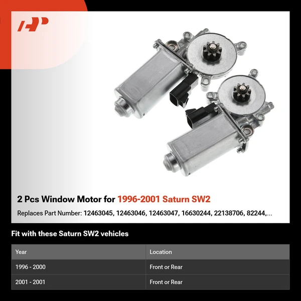 2 Pcs Window Motor for 1996-2001 Saturn SW2