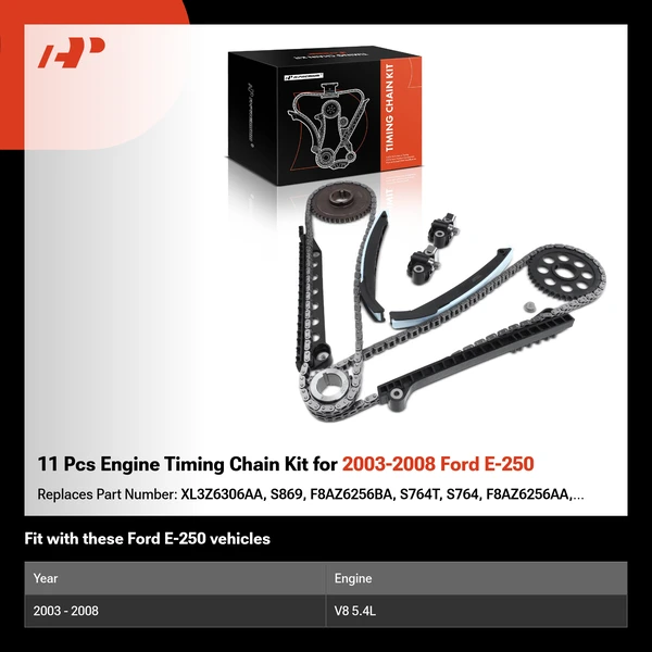 11 Pcs Engine Timing Chain Kit for 2003-2008 Ford E-250