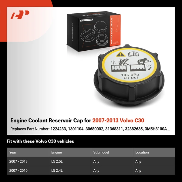 Engine Coolant Reservoir Cap for 2007-2013 Volvo C30