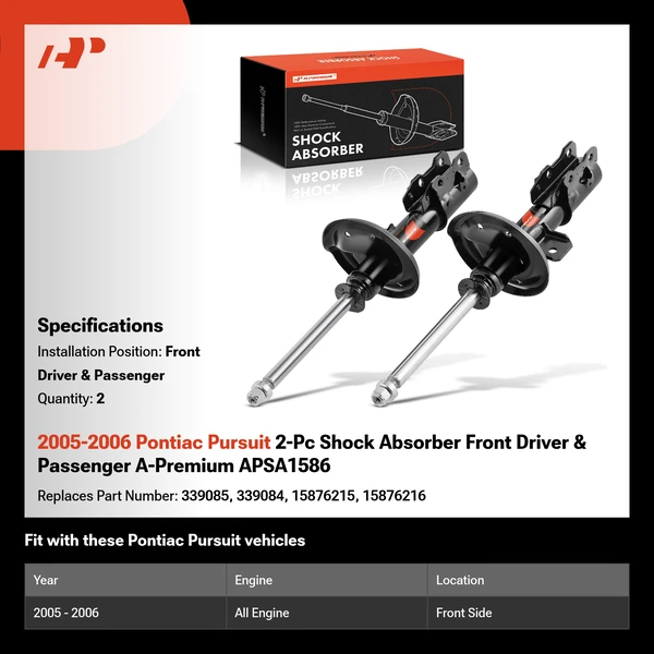 2005-2006 Pontiac Pursuit 2-Pc Shock Absorber Front Driver & Passenger A-Premium APSA1586
