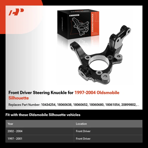 Front Driver Steering Knuckle for 1997-2004 Oldsmobile Silhouette