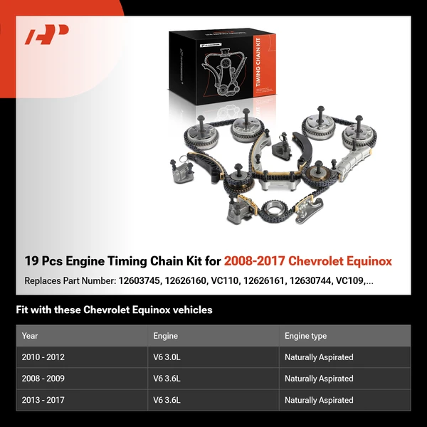 19 Pcs Engine Timing Chain Kit for 2008-2017 Chevrolet Equinox