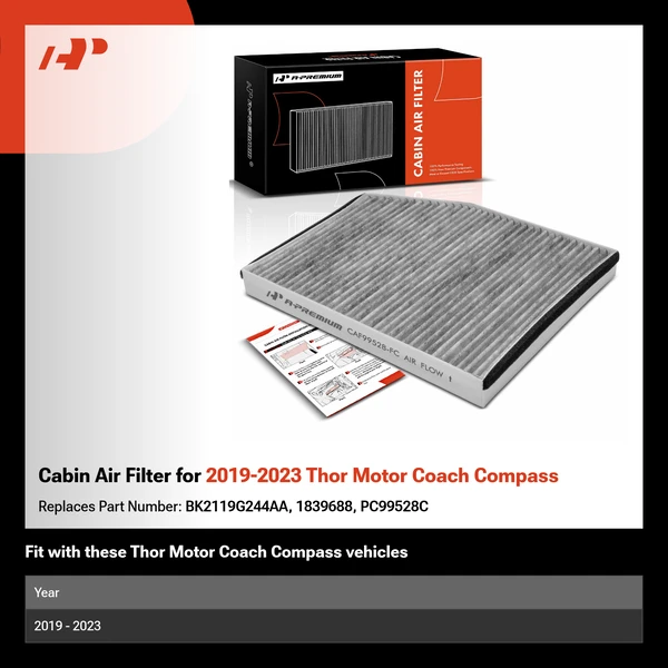 Cabin Air Filter for 2019-2023 Thor Motor Coach Compass