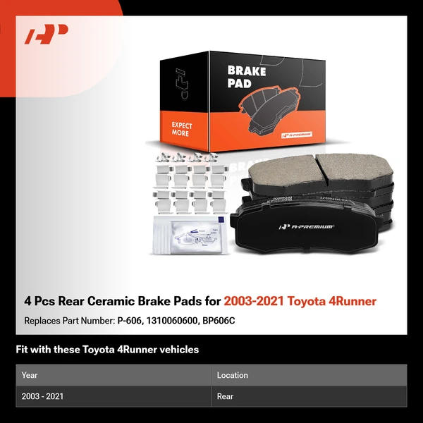 4 Pcs Rear Ceramic Brake Pads for 2003-2021 Toyota 4Runner