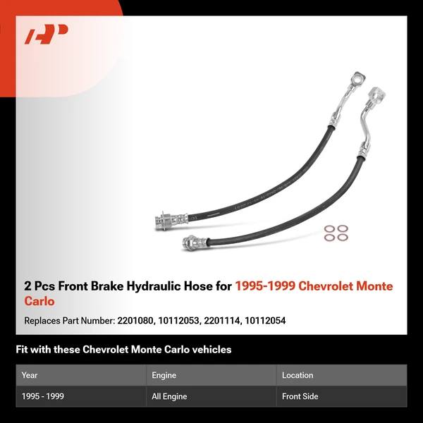 2 Pcs Front Brake Hydraulic Hose for 1995-1999 Chevrolet Monte Carlo