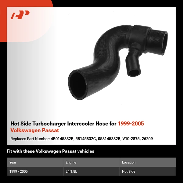 Hot Side Turbocharger Intercooler Hose for 1999-2005 Volkswagen Passat