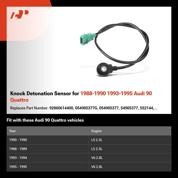 Knock Detonation Sensor for 1988-1990 1993-1995 Audi 90 Quattro