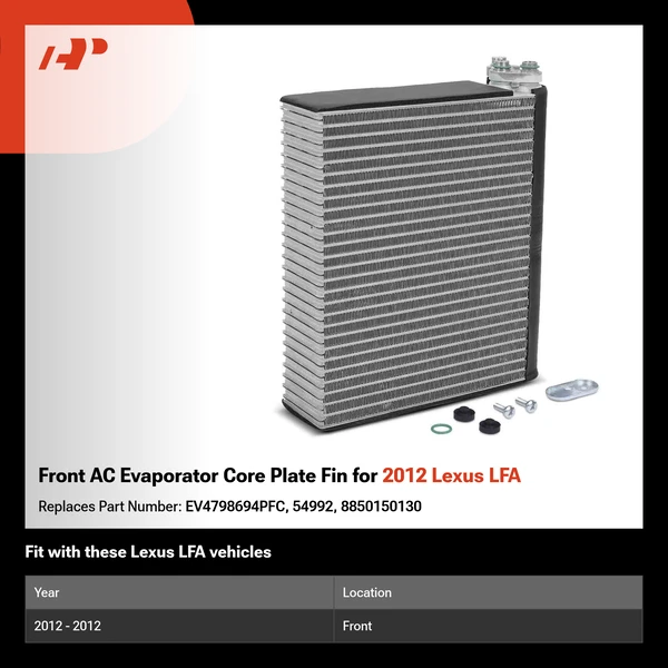 Front AC Evaporator Core Plate Fin for 2012 Lexus LFA