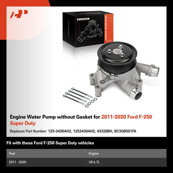 Engine Water Pump without Gasket for 2011-2020 Ford F-250 Super Duty