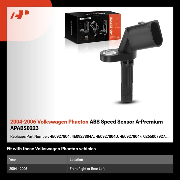 2004-2006 Volkswagen Phaeton ABS Speed Sensor A-Premium APABS0223