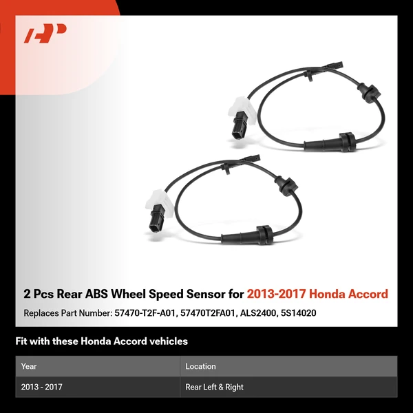 2 Pcs Rear ABS Wheel Speed Sensor for 2013-2017 Honda Accord