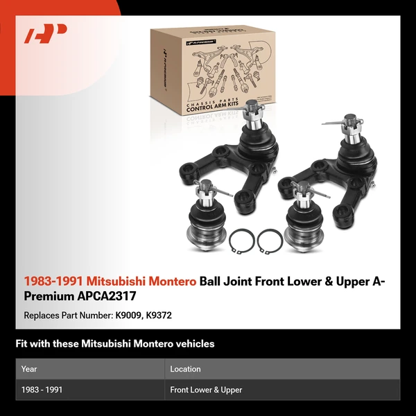 1983-1991 Mitsubishi Montero Ball Joint Front Lower & Upper A-Premium APCA2317