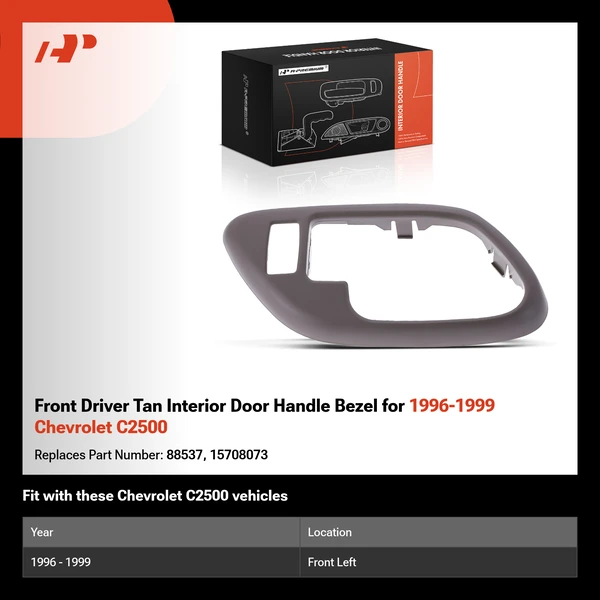 Front Driver Tan Interior Door Handle Bezel for 1996-1999 Chevrolet C2500