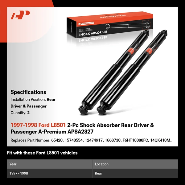 1997-1998 Ford L8501 2-Pc Shock Absorber Rear Driver & Passenger A-Premium APSA2327