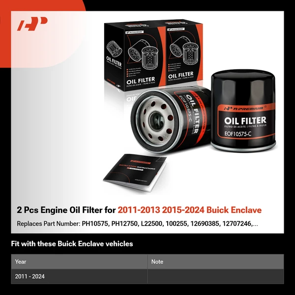 2 Pcs Engine Oil Filter for 2011-2013 2015-2024 Buick Enclave