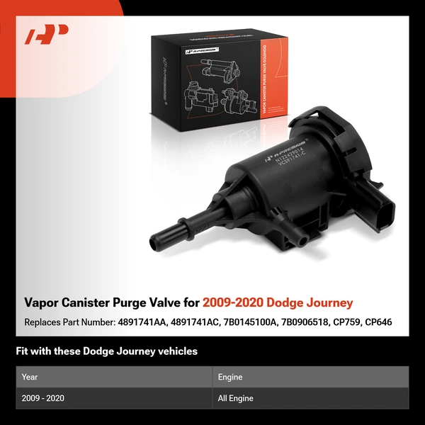 Vapor Canister Purge Valve for 2009-2020 Dodge Journey