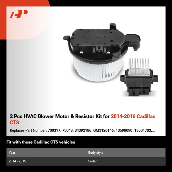 2 Pcs HVAC Blower Motor & Resistor Kit for 2014-2016 Cadillac CTS