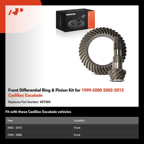 Front Differential Ring & Pinion Kit for 1999-2000 2002-2013 Cadillac Escalade