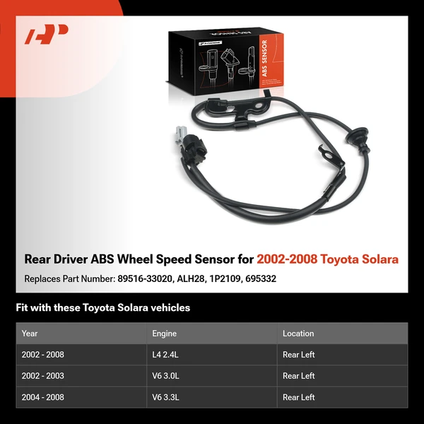Rear Driver ABS Wheel Speed Sensor for 2002-2008 Toyota Solara