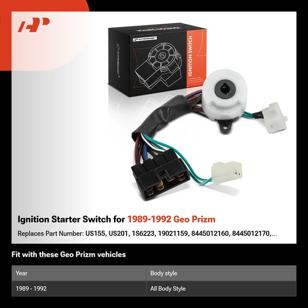 Ignition Starter Switch for 1989-1992 Geo Prizm