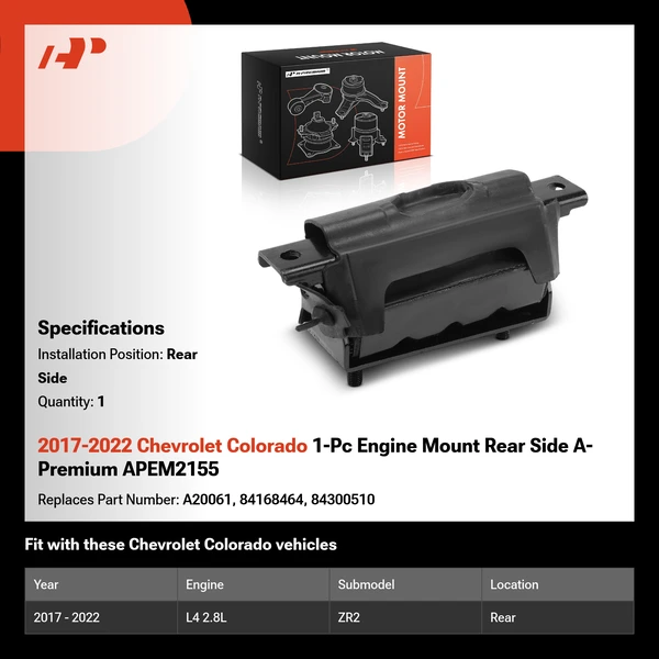 2017-2022 Chevrolet Colorado 1-Pc Engine Mount Rear A-Premium APEM2155