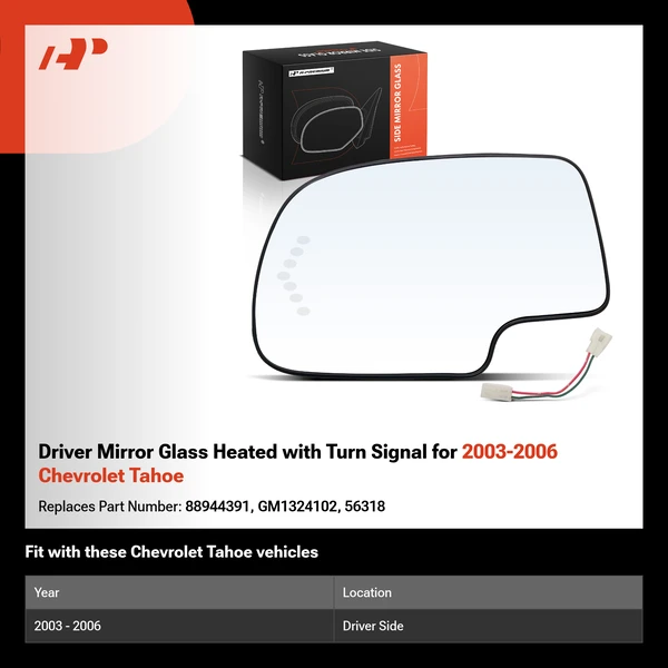 Driver Mirror Glass Heated with Turn Signal for 2003-2006 Chevrolet Tahoe