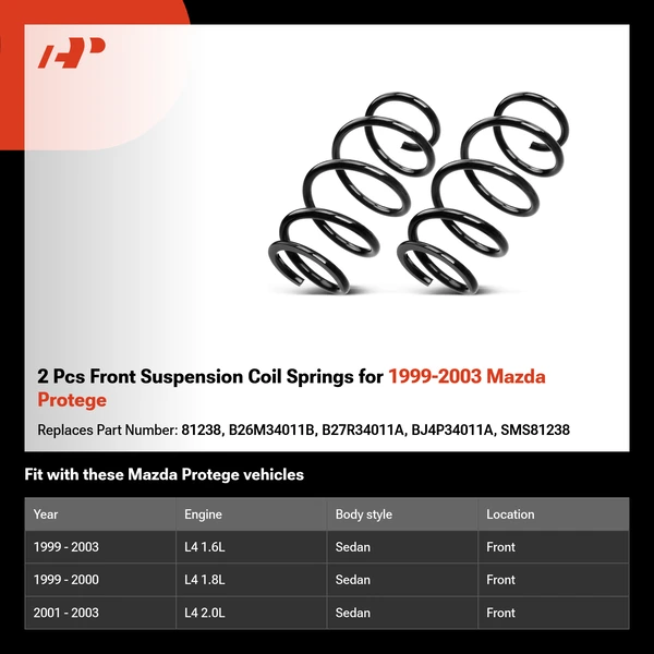2 Pcs Front Suspension Coil Springs for 1999-2003 Mazda Protege