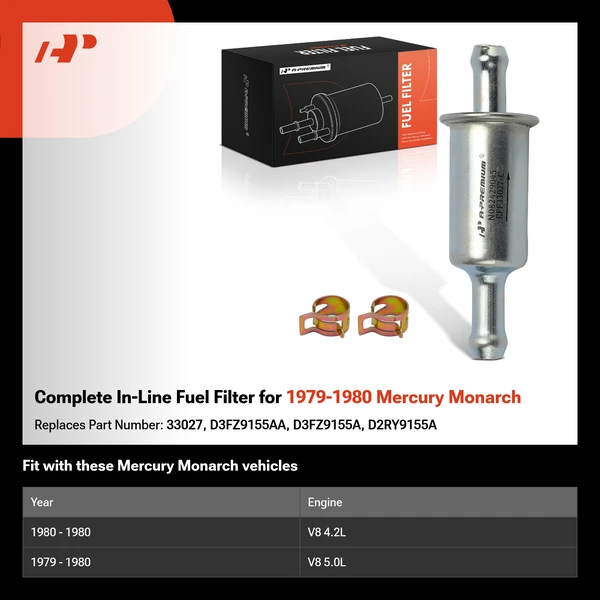 Complete In-Line Fuel Filter for 1979-1980 Mercury Monarch