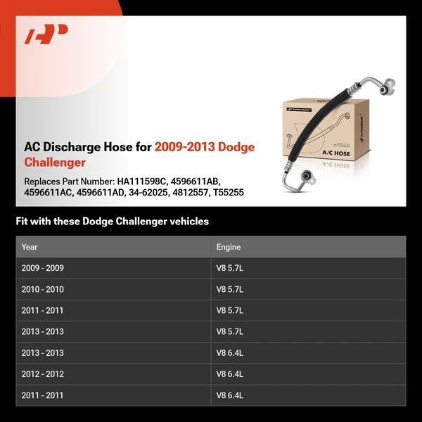 AC Discharge Hose for 2009-2013 Dodge Challenger