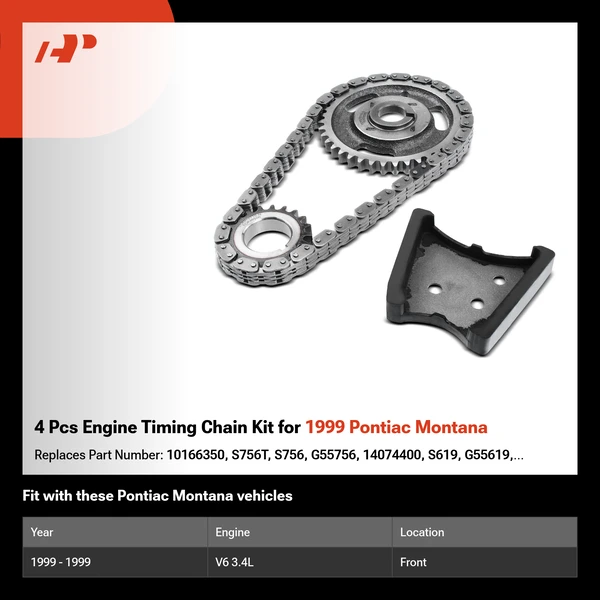 4 Pcs Engine Timing Chain Kit for 1999 Pontiac Montana