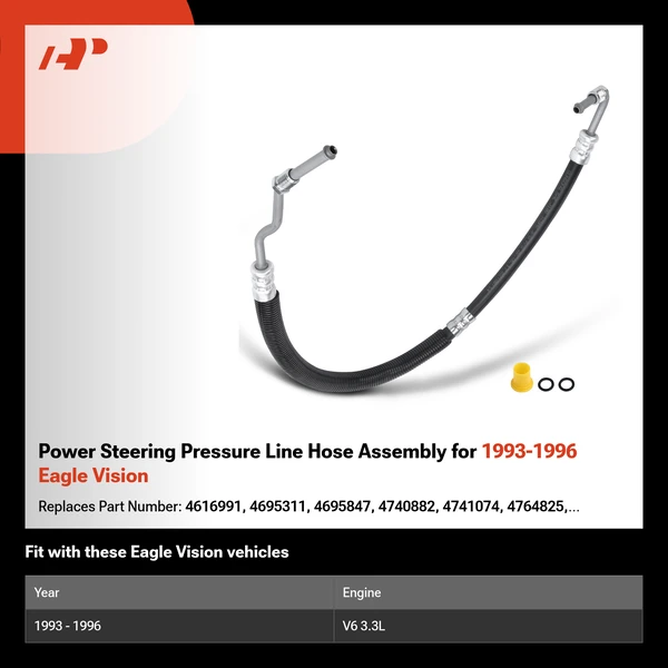 Power Steering Pressure Line Hose Assembly for 1993-1996 Eagle Vision
