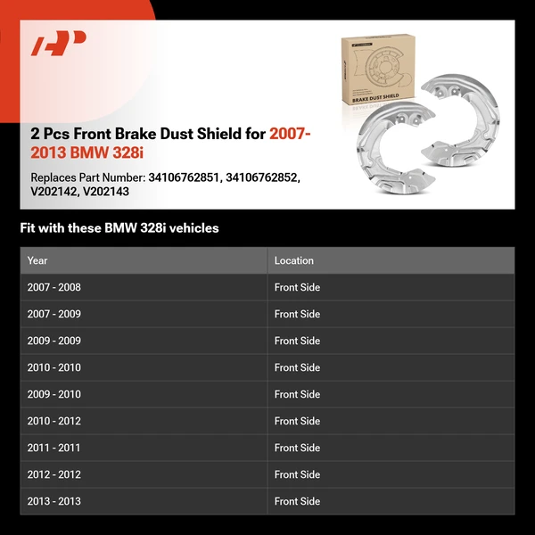 2 Pcs Front Brake Dust Shield for 2007-2013 BMW 328i