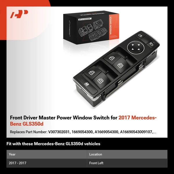 Front Driver Master Power Window Switch for 2017 Mercedes-Benz GLS350d
