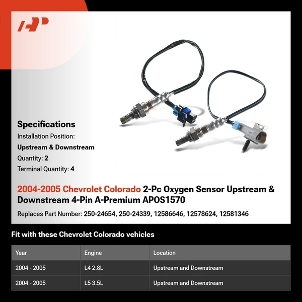 2004-2005 Chevrolet Colorado 2-Pc Oxygen Sensor Upstream & Downstream 4-Pin A-Premium APOS1570