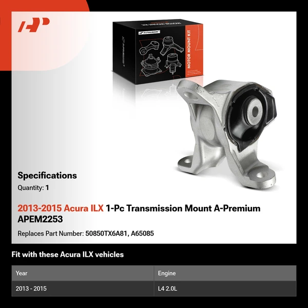 2013-2015 Acura ILX 1-Pc Transmission Mount A-Premium APEM2253