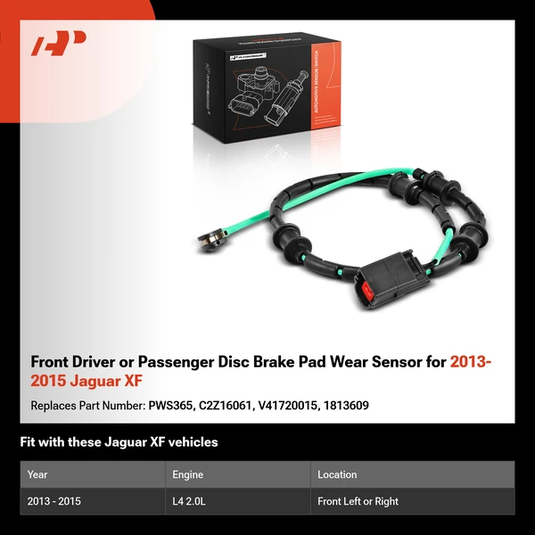 Front Driver or Passenger Disc Brake Pad Wear Sensor for 2013-2015 Jaguar XF