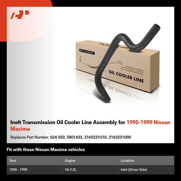 Inelt Transmission Oil Cooler Line Assembly for 1995-1999 Nissan Maxima
