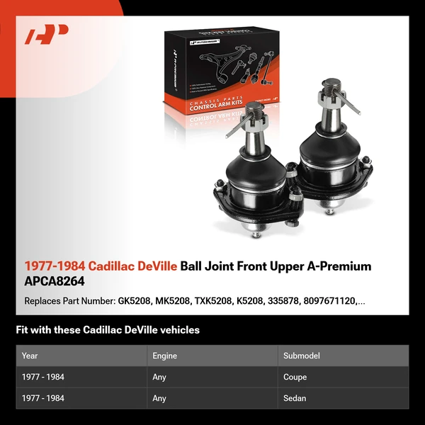 1977-1984 Cadillac DeVille Ball Joint Front Upper A-Premium APCA8264