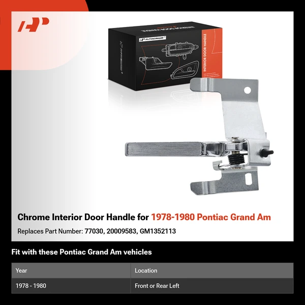 Chrome Interior Door Handle for 1978-1980 Pontiac Grand Am