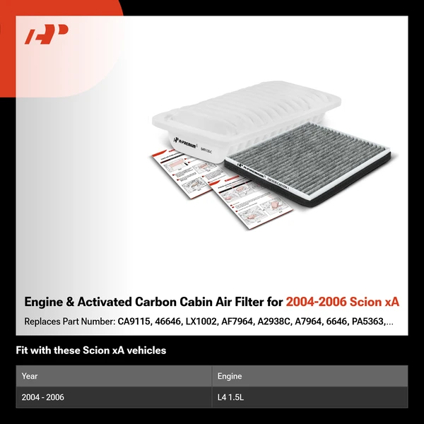 Engine & Activated Carbon Cabin Air Filter for 2004-2006 Scion xA