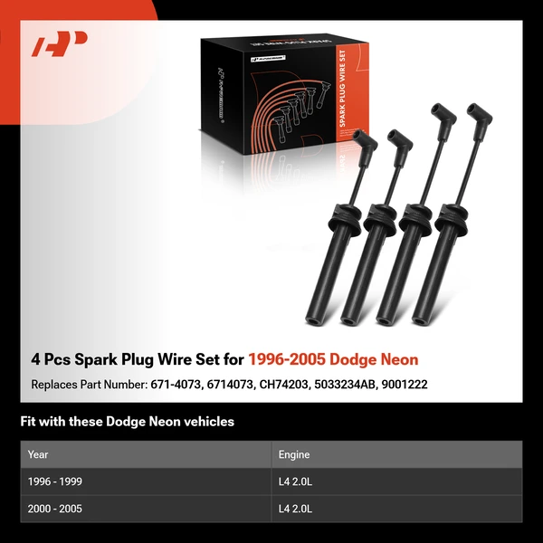 4 Pcs Spark Plug Wire Set for 1996-2005 Dodge Neon