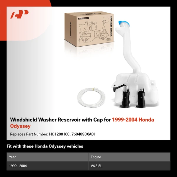 Windshield Washer Reservoir with Cap for 1999-2004 Honda Odyssey