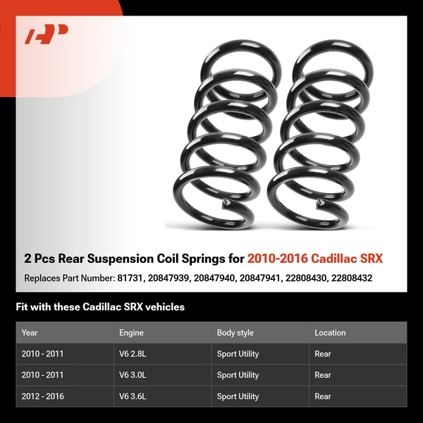 2 Pcs Rear Suspension Coil Springs for 2010-2016 Cadillac SRX